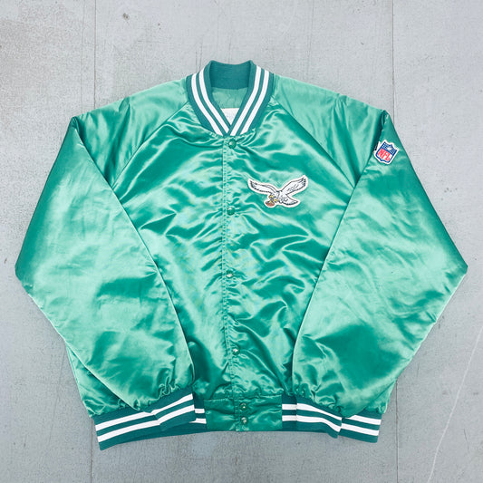 Philadelphia Eagles: 1980's Chalk Line Satin Bomber Jacket (XXL)