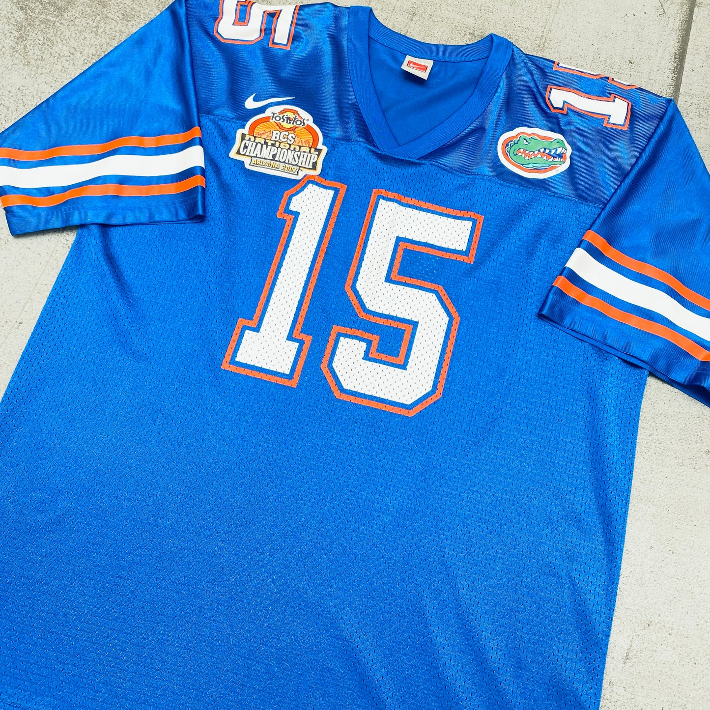 Florida Gators: No. 15 Tim Tebow w/ 2007 BCS National Championship Patch Nike Jersey (XL)