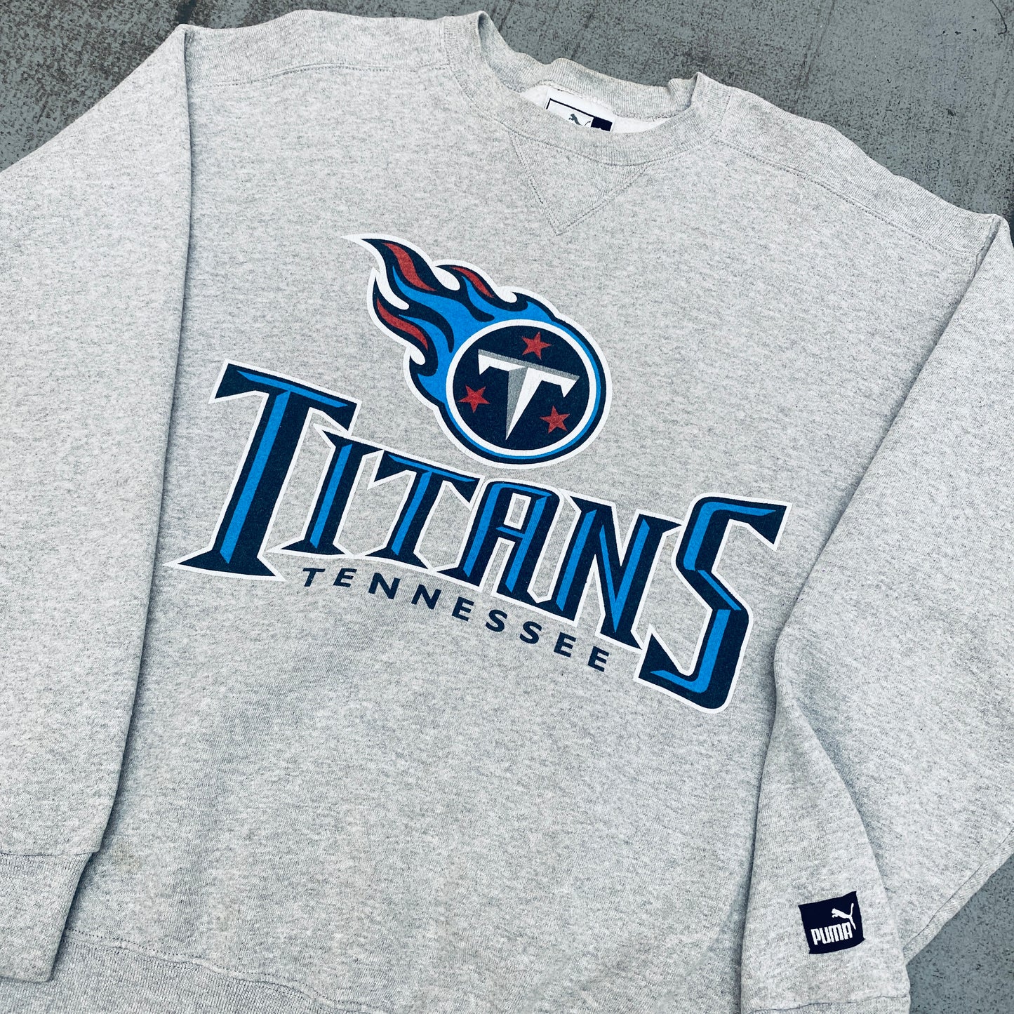 Tennessee Titans: 1999 Puma Graphic Spellout Sweat (L)