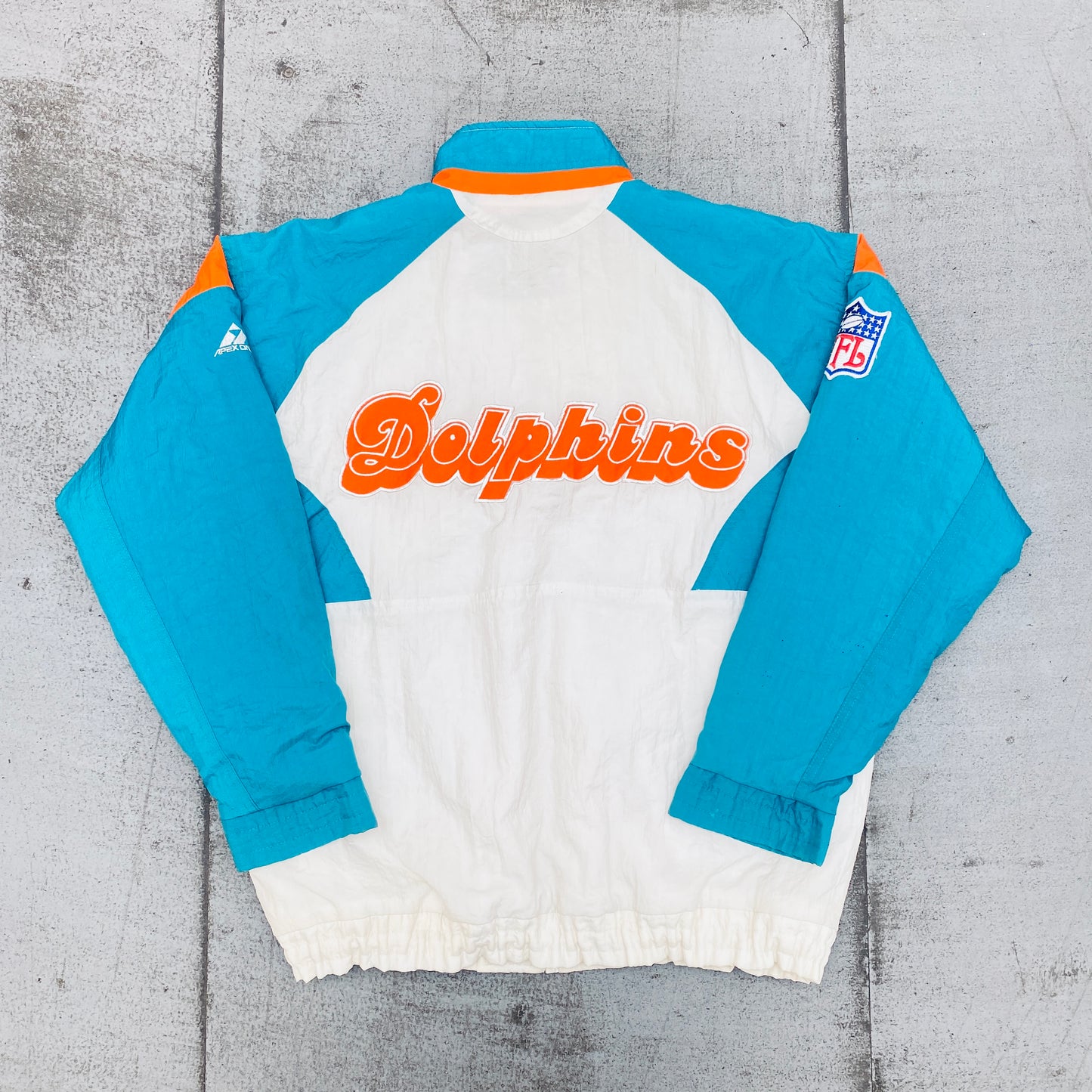 Miami Dolphins: 1990's Apex One Reverse Spellout Fullzip Jacket (L)