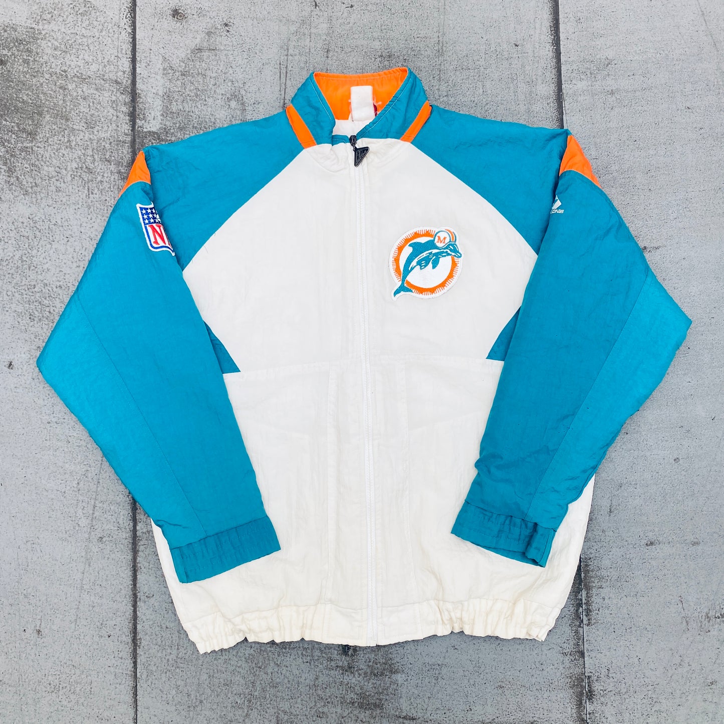 Miami Dolphins: 1990's Apex One Reverse Spellout Fullzip Jacket (L)