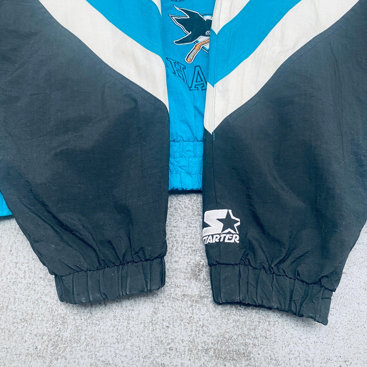 San Jose Sharks: 1990's 1/4 Zip Center Ice Lightweight Starter Breakaway Jacket (XL)