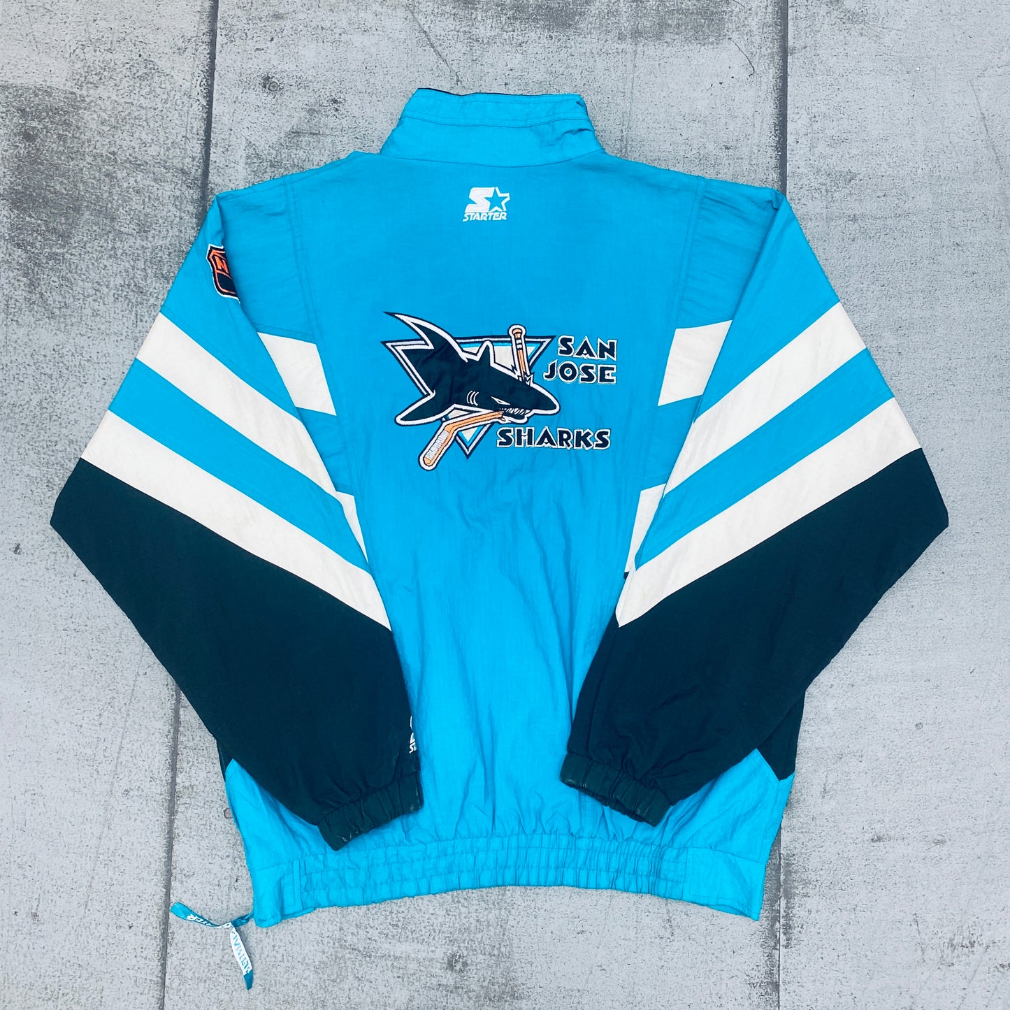 San Jose Sharks: 1990's 1/4 Zip Center Ice Lightweight Starter Breakaway Jacket (XL)