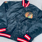 Chicago Blackhawks: 1980's Blackout Satin Starter Bomber Jacket (L)
