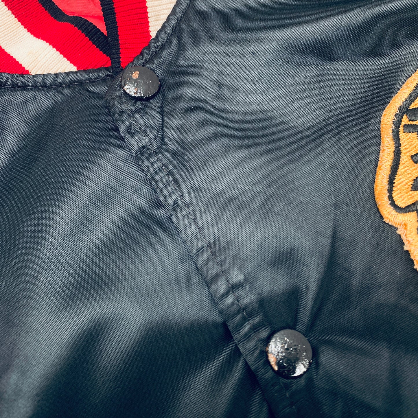 Chicago Blackhawks: 1980's Blackout Satin Starter Bomber Jacket (L)