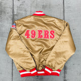 San Francisco 49ers: 1980's Satin Reverse Spellout Proline Starter Bomber Jacket (XL)