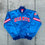 New York Giants: 1980's Satin Spellout Starter Bomber Jacket (L)