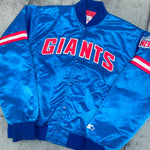 New York Giants: 1980's Satin Spellout Starter Bomber Jacket (L)