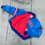 New York Giants: 1980's Satin Spellout Starter Bomber Jacket (L)