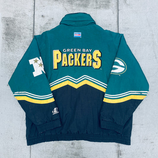 Green Bay Packers: 1990's Logo Athletic Diamond Spike Fullzip Proline Jacket (XL/XXL)