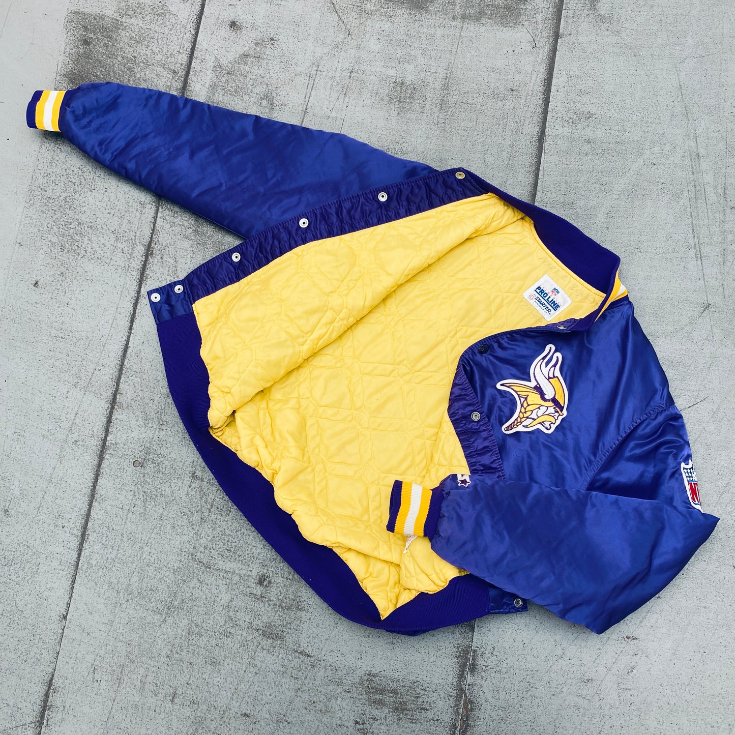 Minnesota Vikings: 1980's Satin Proline Starter Bomber Jacket (L)