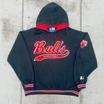 Chicago Bulls: 1990's Stitched Script Spellout Starter Hoodie (XL/XXL)