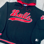Chicago Bulls: 1990's Stitched Script Spellout Starter Hoodie (XL/XXL)