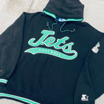 New York Jets: 1990's Stitched Script Spellout Starter Hoodie (L/XL)