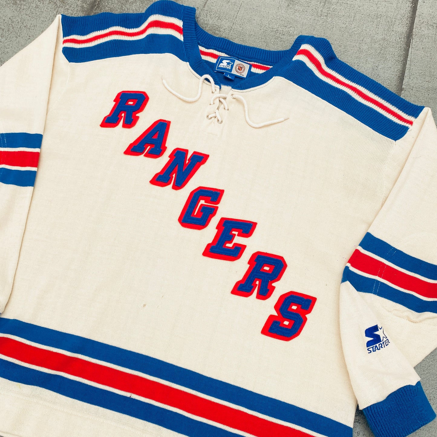 New York Rangers: 1990's Knitted Jersey Style Starter Sweat (L/XL)