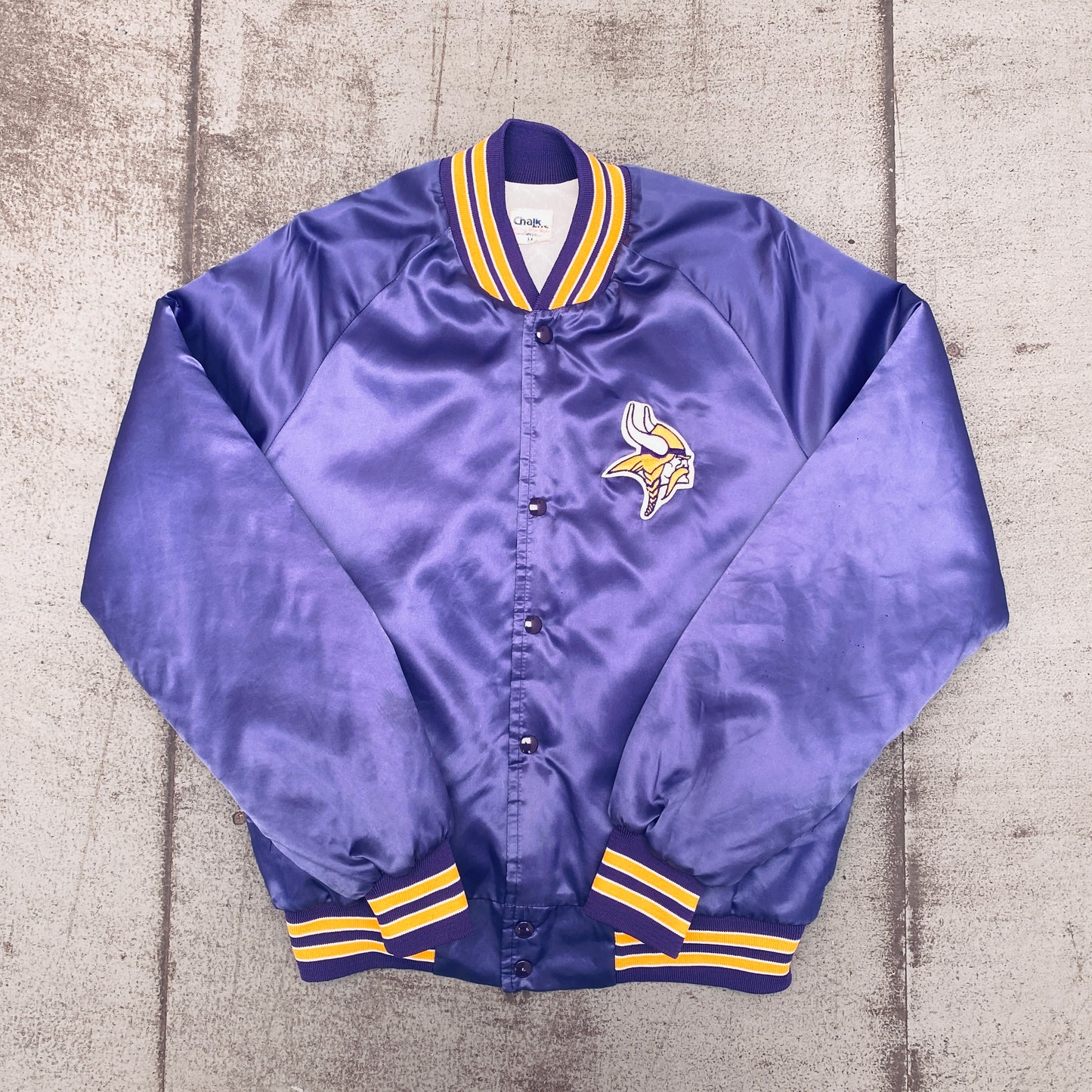 Minnesota Vikings: 1990's Chalk Line Satin Starter Bomber Jacket (M)