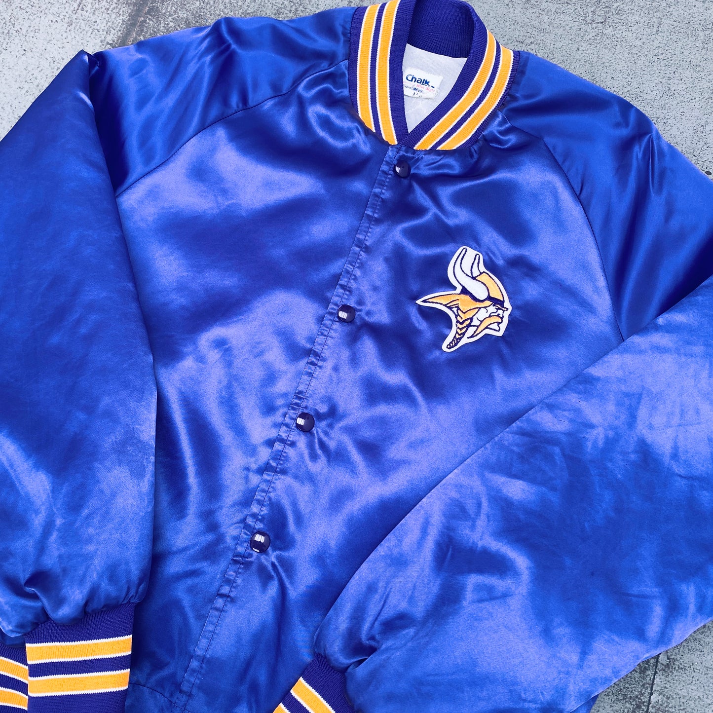 Minnesota Vikings: 1990's Chalk Line Satin Starter Bomber Jacket (M)