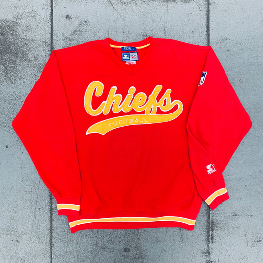 Kansas City Chiefs: 1990's Stitched Script Spellout Starter Sweat (L/XL)