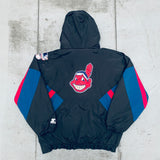Cleveland Indians: 1990's Blackout 1/4 Zip Starter Breakaway Jacket (XL)