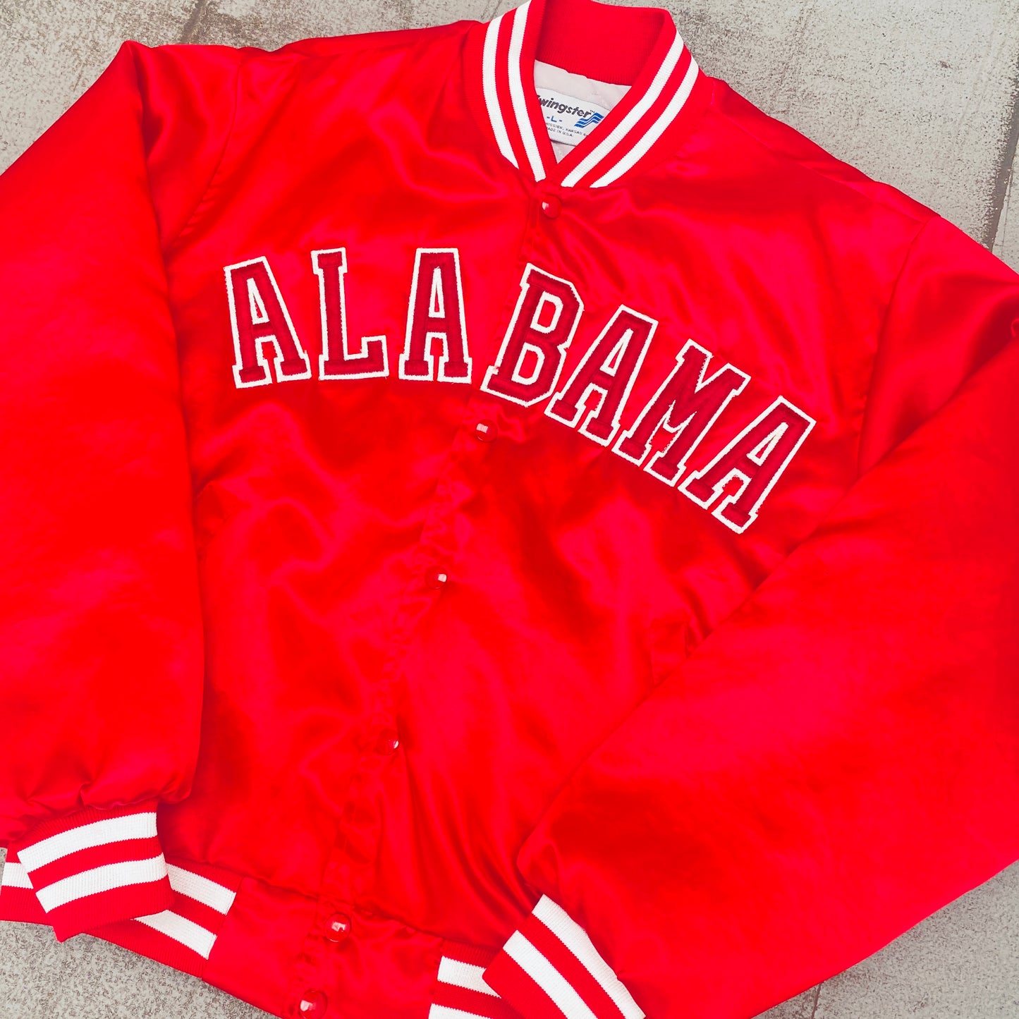 Alabama Crimson Tide: 1990's Swingster Satin Stitched Spellout Bomber Jacket (L)