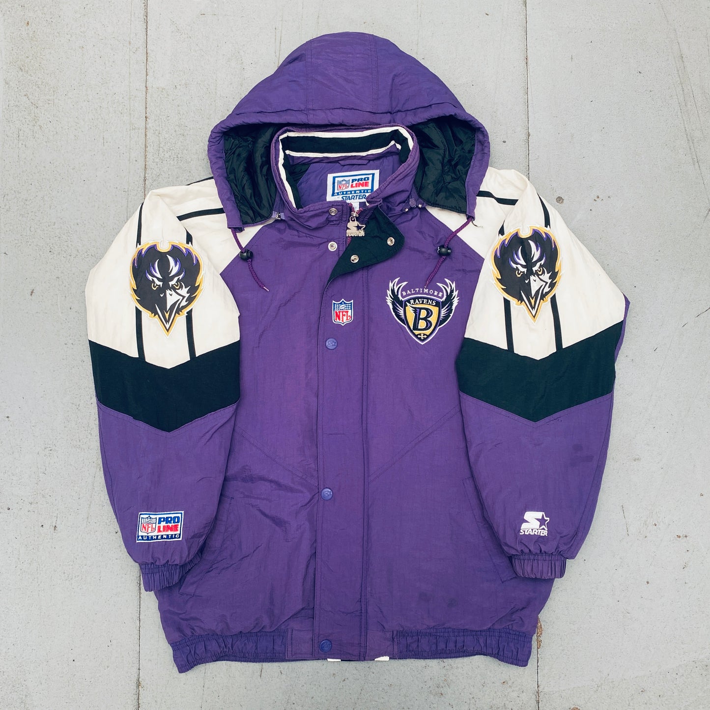 Baltimore Ravens: 1996 Old Logo Fullzip Proline Starter Jacket (L)