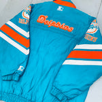 Miami Dolphins: 1990's Reverse Spellout Fullzip Proline Starter Chevron Jacket (XL)