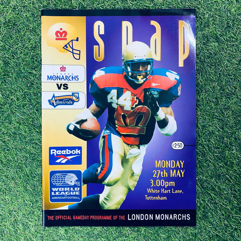 Snap Official Gameday Programme. London Monarchs vs Amsterdam Admirals, 27 May, 1996