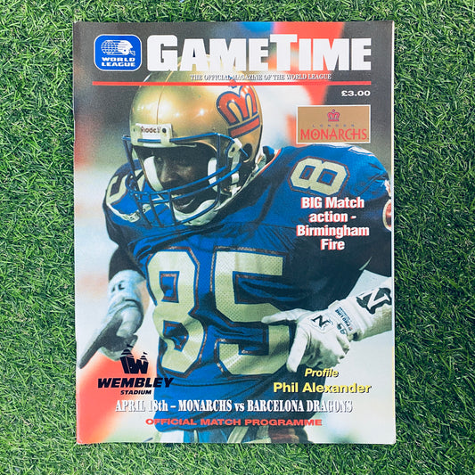 Game Time Official Match Programme, Monarchs vs Barcelona Dragons, 18 April, 1992