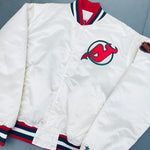 New Jersey Devils: 1980's White Satin Starter Bomber Jacket (XL)