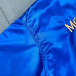 WLAF: London Monarchs 1991 Satin Reverse Embroidered Spellout Bomber Jacket (L/XL)