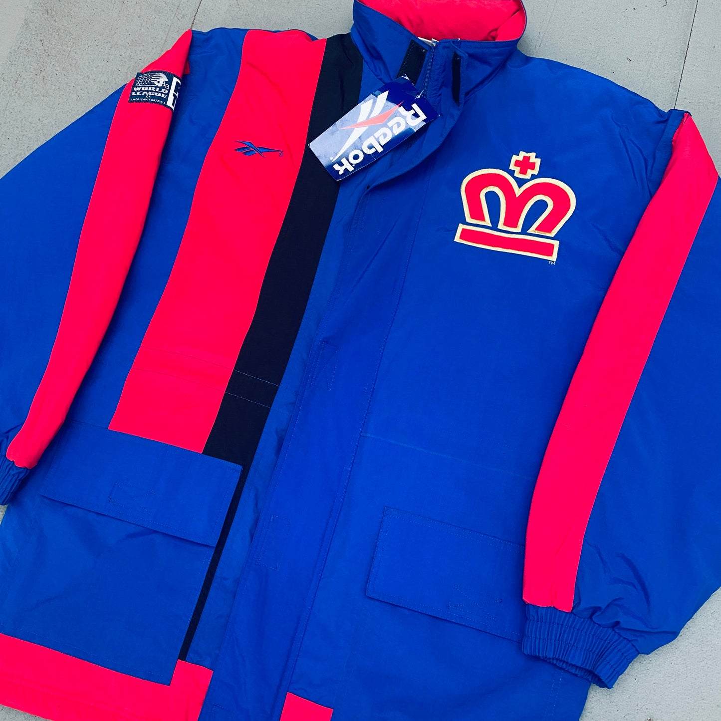 WLAF: London Monarchs 1995 Reebok Pro Team Fullzip Trench Coat (M/L) - BNWT!