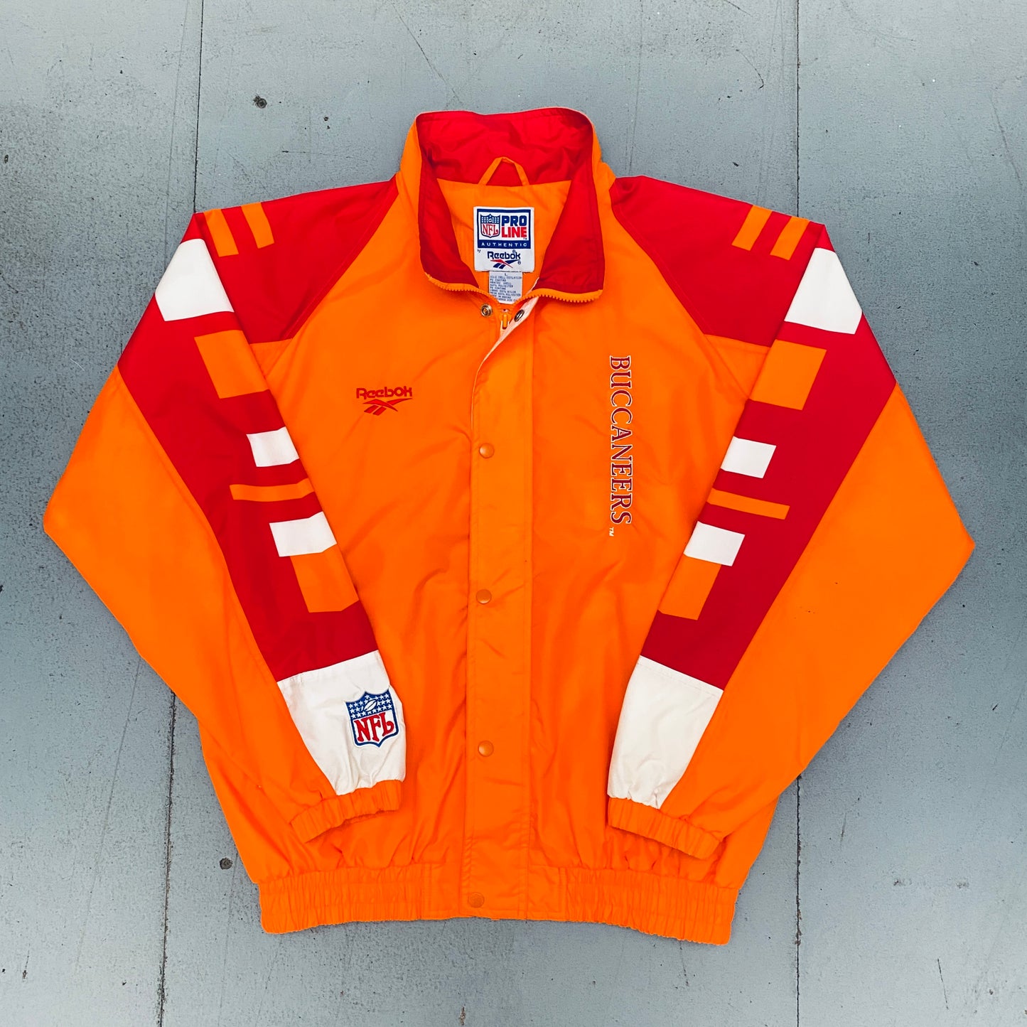 Tampa Bay Buccaneers: 1990's Reebok Creamsicle Proline Fullzip Windbreaker (L)