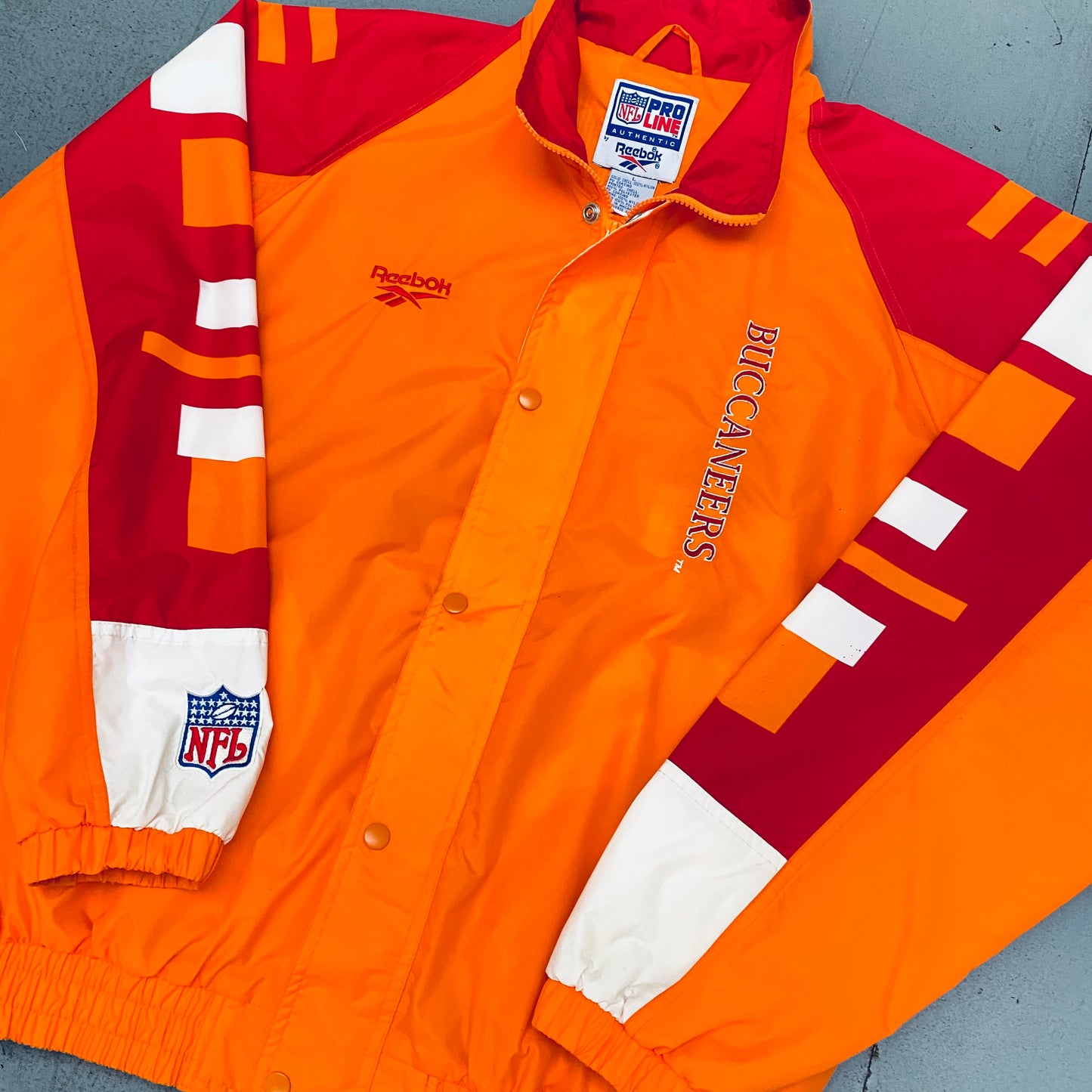 Tampa Bay Buccaneers: 1990's Reebok Creamsicle Proline Fullzip Windbreaker (L)