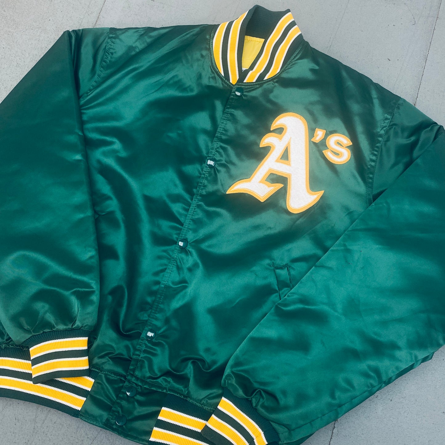 Oakland Athletics: 1980's Satin Starter Bomber Jacket (XL)