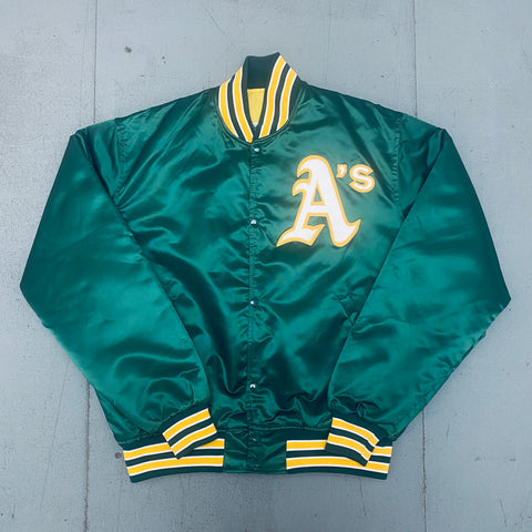 Oakland Athletics: 1980's Satin Starter Bomber Jacket (XL)