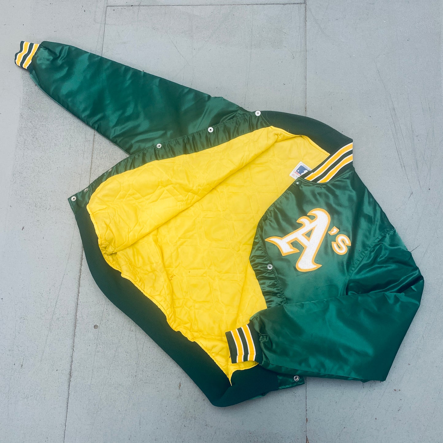 Oakland Athletics: 1980's Satin Starter Bomber Jacket (XL)