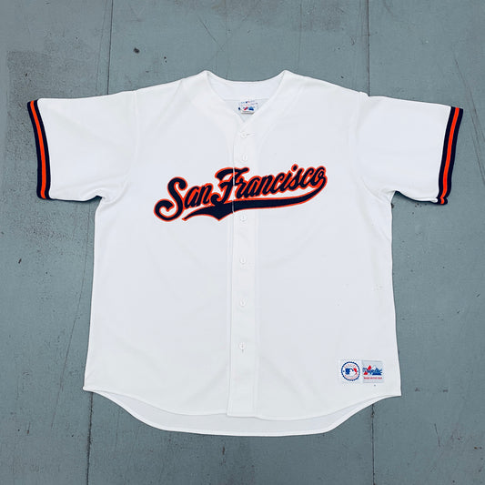 San Francisco Giants: 1990's White Majestic Stitched Script Spellout Jersey (XL)