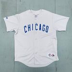 Chicago Cubs: 1990's Grey Majestic Stitched Spellout Jersey (L)