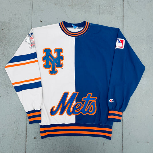 New York Mets: 1990's Champion All Over Spellout Canvas Sweat (M)