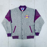 Los Angeles Lakers: 1990's Wool Reverse Stitched Script Spellout Fullzip Starter Bomber Jacket (L/XL)