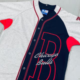 Chicago Bulls: 1990's Embroidered Spellout Baseball Jersey (L)