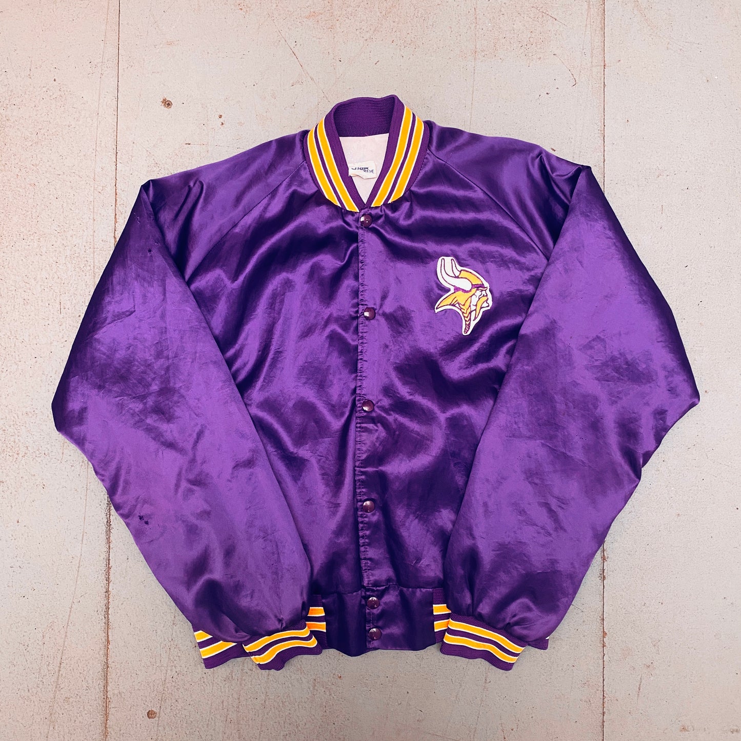 Minnesota Vikings: 1990's Chalk Line Satin Bomber Jacket (L)