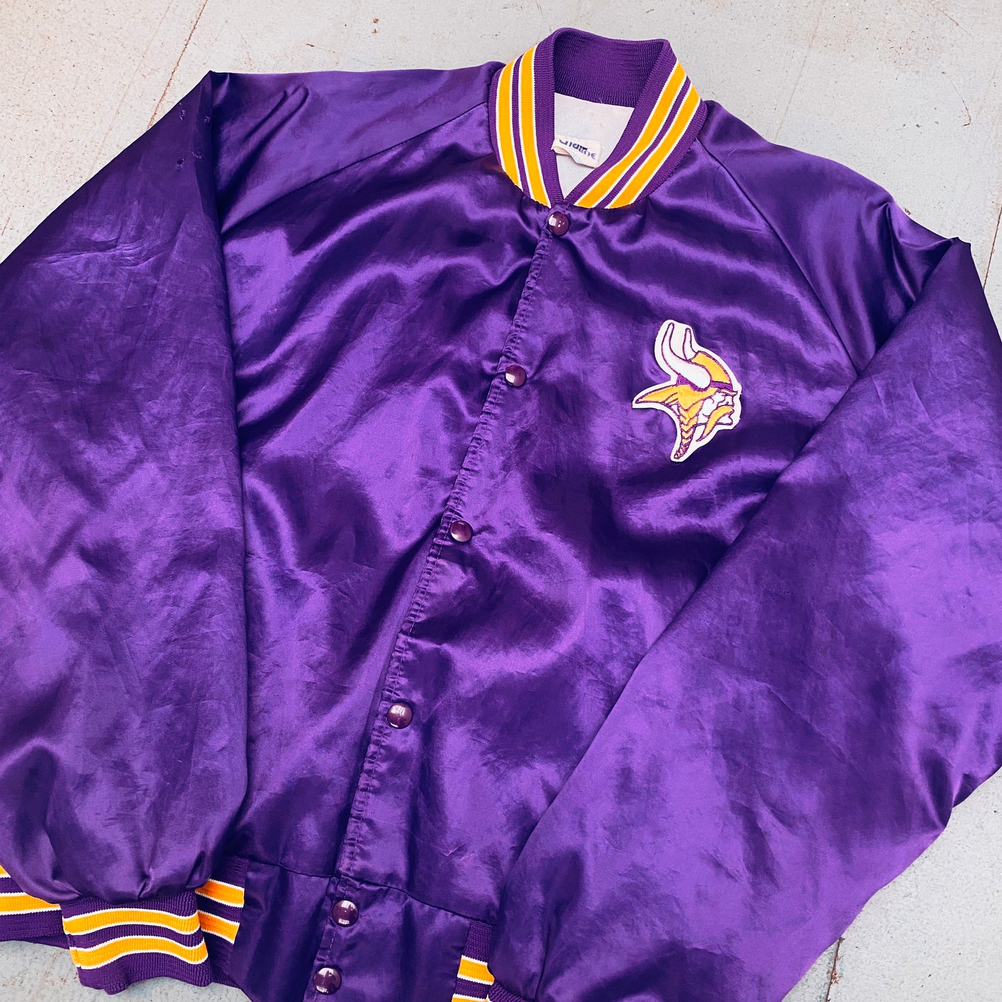 Minnesota Vikings: 1990's Chalk Line Satin Bomber Jacket (L)