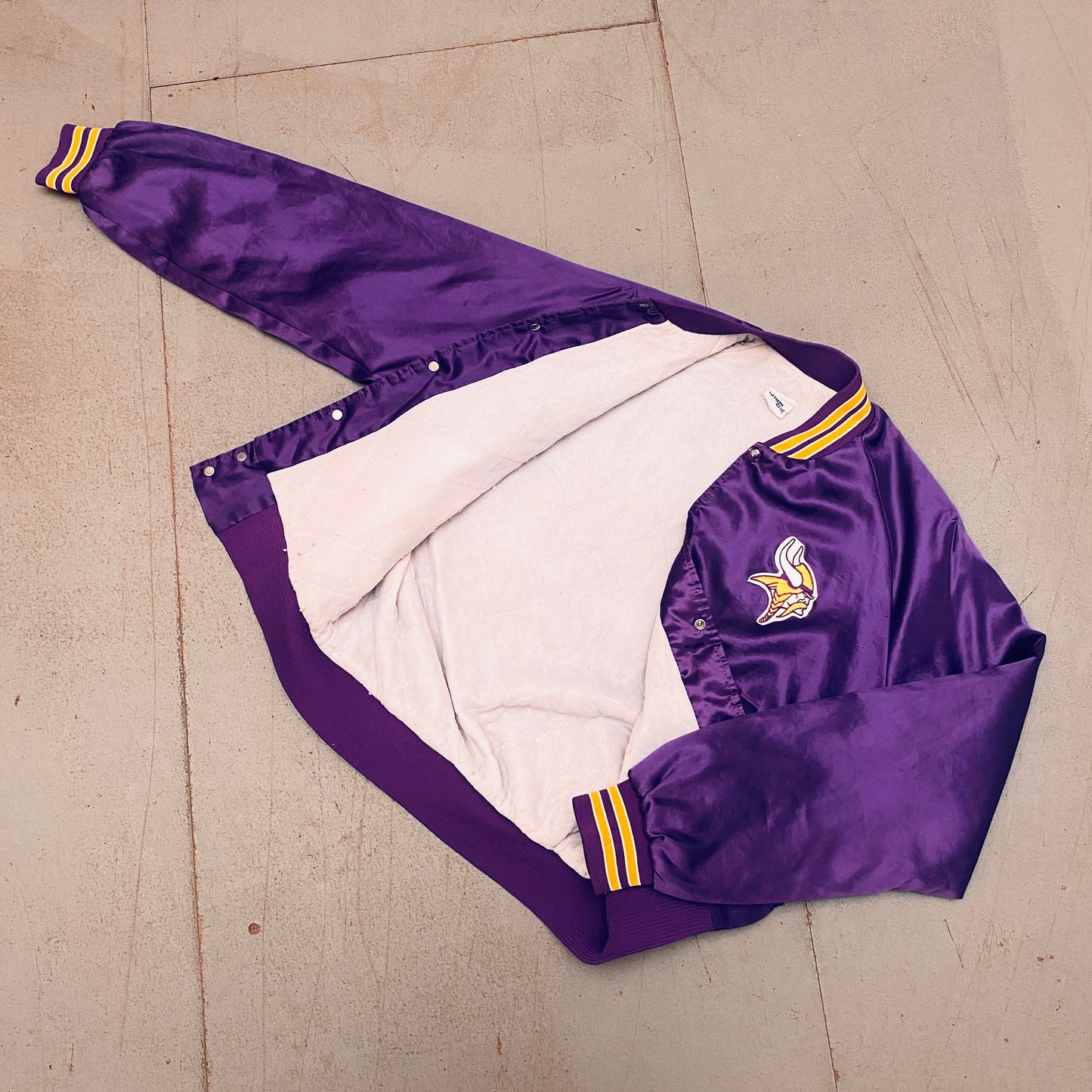 Minnesota Vikings: 1990's Chalk Line Satin Bomber Jacket (L)