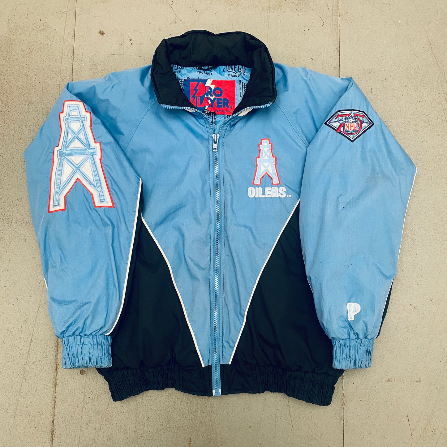 Houston Oilers: 1994 Pro Player Fullzip Jacket w/ 75th Anniversary Patch (L)