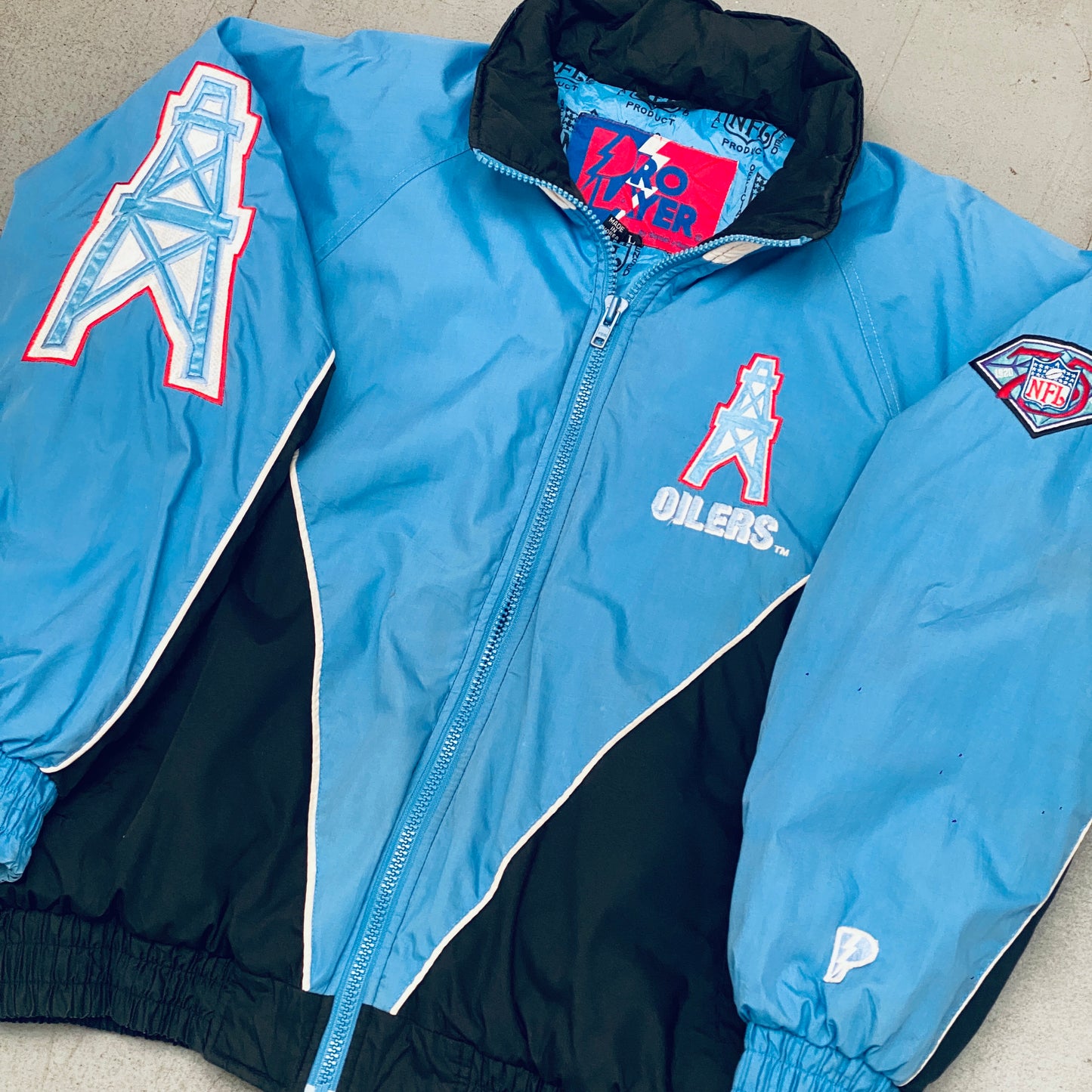 Houston Oilers: 1994 Pro Player Fullzip Jacket w/ 75th Anniversary Patch (L)