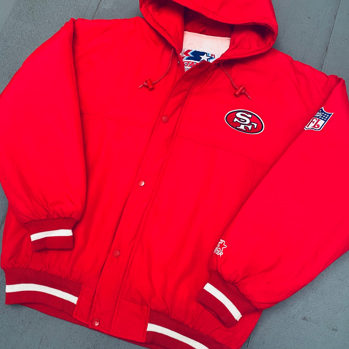 San Francisco 49ers: 1990's Reverse Spellout Fullzip Starter Parka Jacket (L)