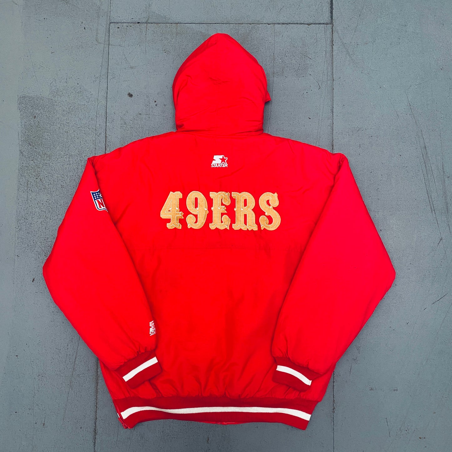 San Francisco 49ers: 1990's Reverse Spellout Fullzip Starter Parka Jacket (L)