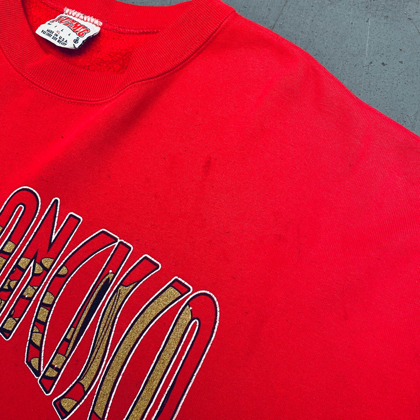 San Francisco 49ers: 1993 Nutmeg Mills Graphic Spellout Sweat (XL)