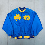 Notre Dame Fighting Irish: 1980's Reverse Stitched Spellout Satin Bomber Jacket (L/XL)